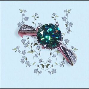 2.56CTTW BRILLIANT CUT GREEN SAPPHIRE ENGAGEMENT RING 10